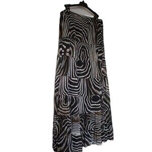 Athena Marie Tiered Maxi Skirt Sz Large Lined Brown Stretch Boho